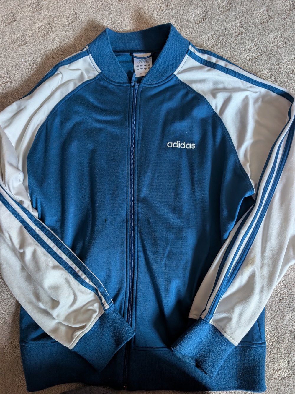 adidas Blue and White Performance Track Jacket